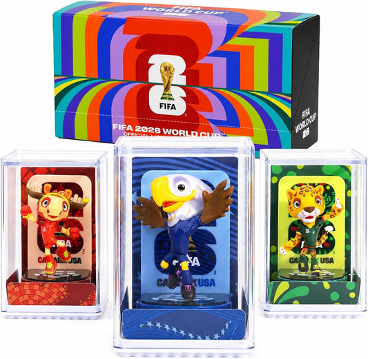 FIFA World Cup 2026 Mascot Figurines Set of 3 (6cm Classic) – Clutch Eagle, Zayu Jaguar & Maple Moose | Soccer Collectible Statues with Display Case