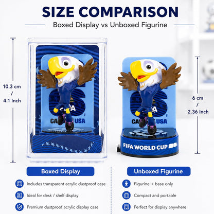 FIFA World Cup 2026 Mascot Figurines Set of 3 (6cm Classic) – Clutch Eagle, Zayu Jaguar & Maple Moose | Soccer Collectible Statues with Display Case