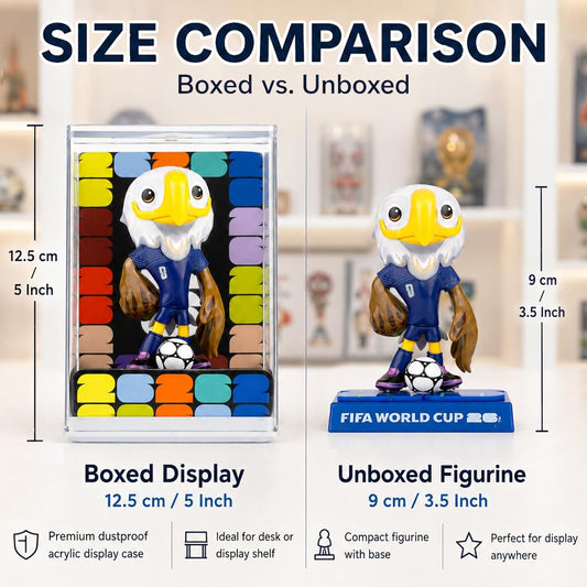 FIFA World Cup 2026 Mascot Figurines Set of 3 – USA Eagle, Mexico Jaguar & Canada Moose | Soccer Collectible Gift with Display Case