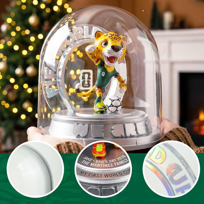 FIFA World Cup 2026 Mexico Mascot Zayu Jaguar Statue – Personalized Laser Engraved | Official Licensed 25cm Display with Acrylic Dome