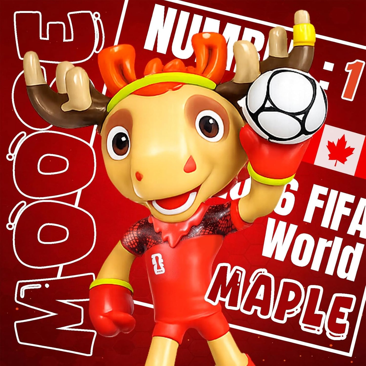 FIFA World Cup 2026 Canada Mascot Maple the Moose Statue – Personalized Laser Engraved | Official Licensed 25cm Display with Acrylic Dome